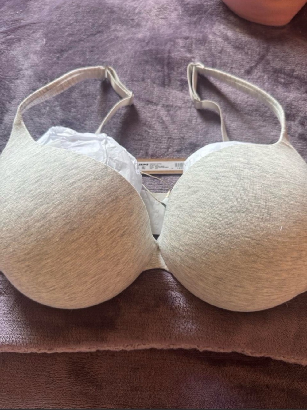 SKIMS Heather Gray Cotton Push-up Bra